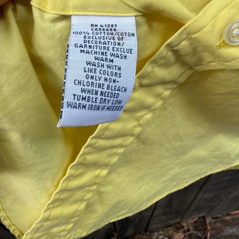 Polo Ralph Lauren Button Down Shirt Mens XL Yellow Cotton Short Sleeve Pony